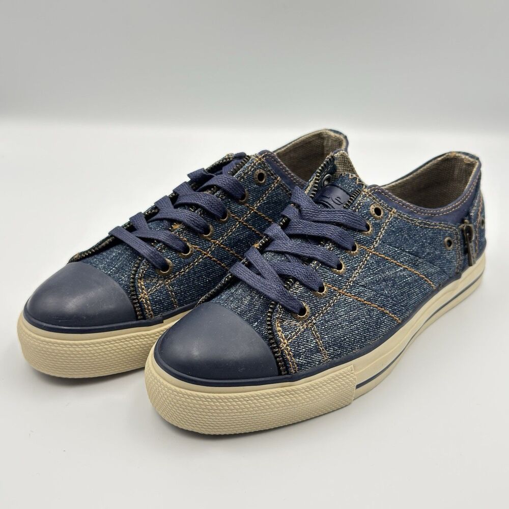Levi Strauss Unisex Canvas Upper Shoes Dark Blue Denim Zipper Detail Size 5